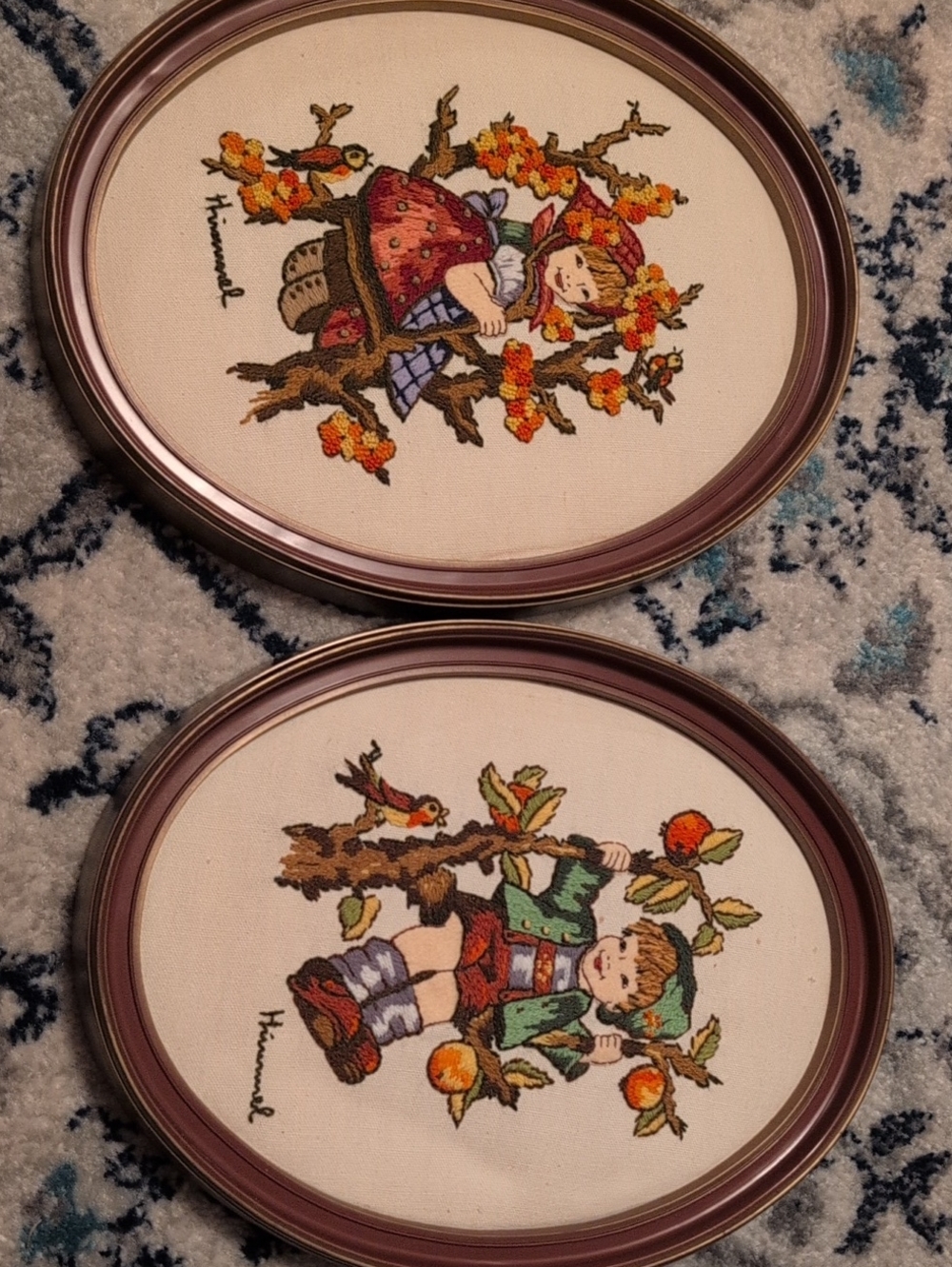 Vintage Framed Hummel Needlepoint